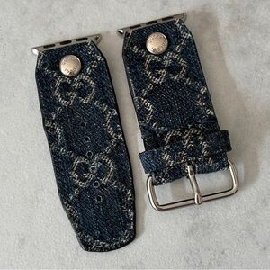 Authentic Upcycled Gucci Blue Denim Apple Watch Band - Size 1, Apple 38-41mm
